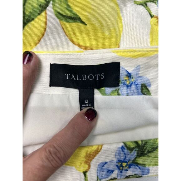 Talbots Lemons Blossom Canvas Printed Above Knee Lined Skirt‎ Size 12 - Picture 7 of 10